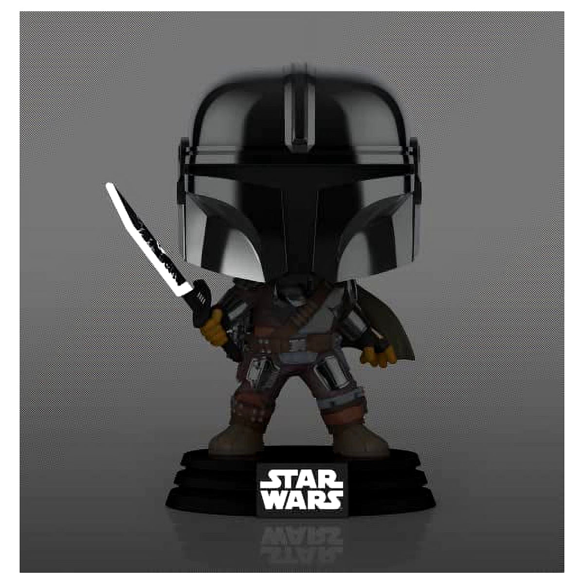 The Mandalorian with Darksaber 491 Stickered Glow in the Dark Vinyl Pop with Protector