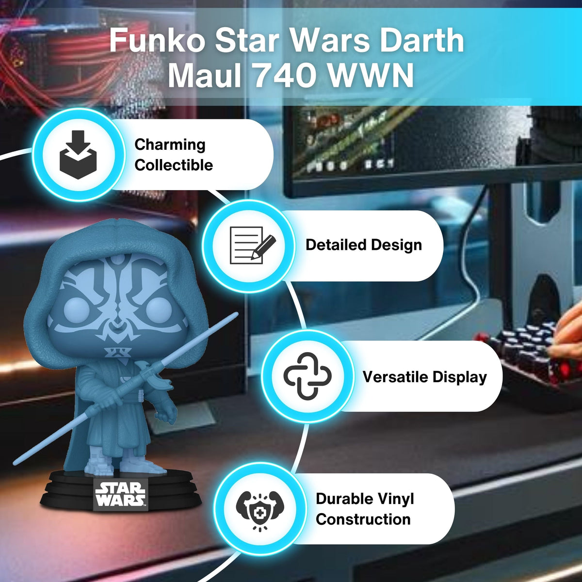 Funko Pop 740 Star Wars Specialty Series Hologram Glow Darth Maul Vinyl Figure