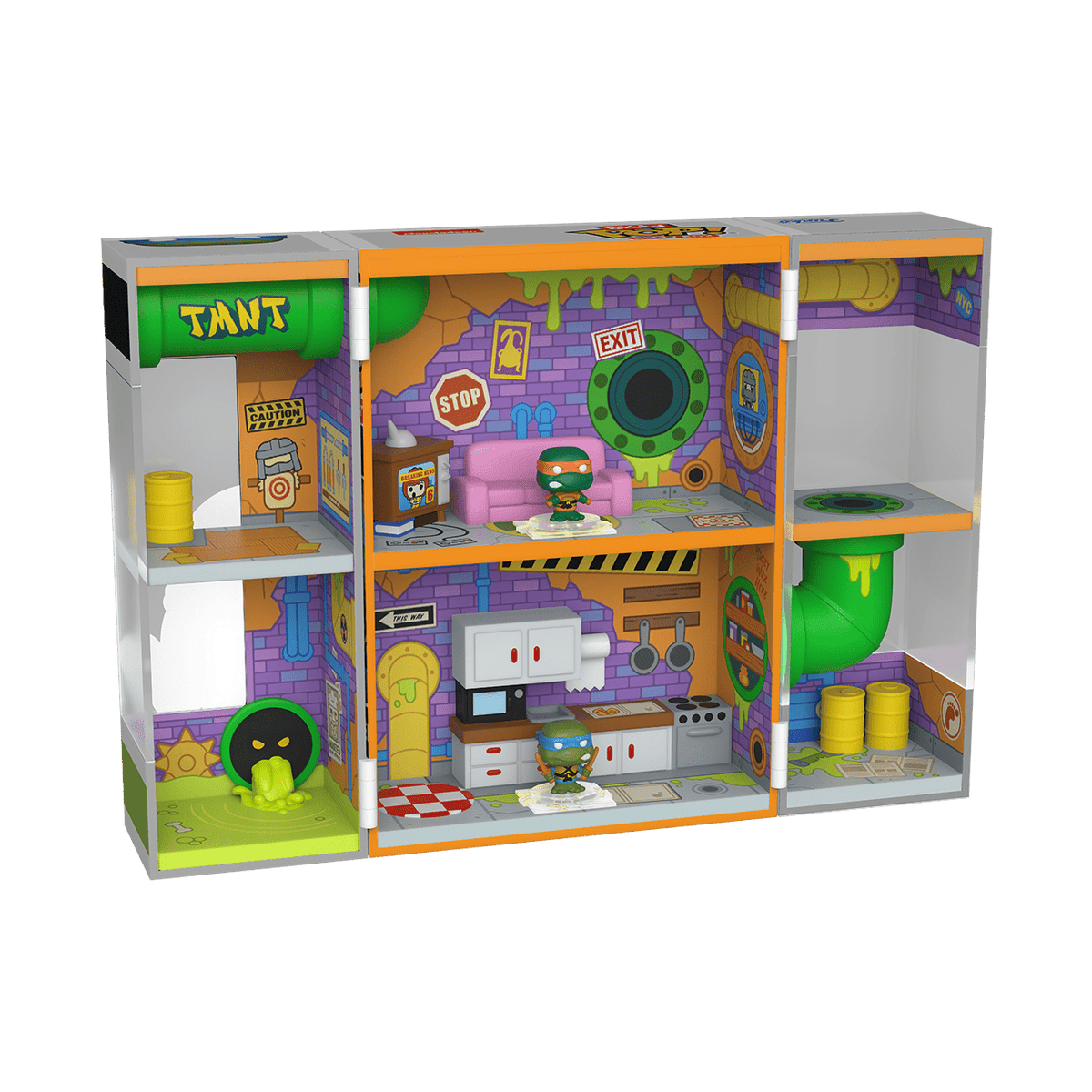 Funko Bitty POP! Box: Teenage Mutant Ninja Turtles - Sewer Lair with Leonardo and Michelangelo Collectible Vinyl Mini-Figures