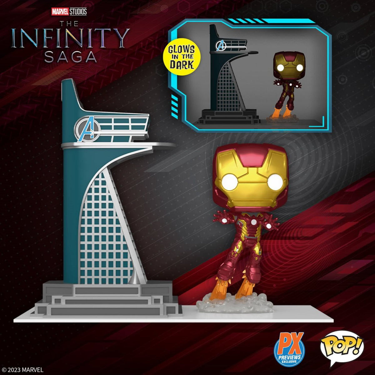 Avengers 2 Iron Man with Tower GITD Pop! Town, Not Mint