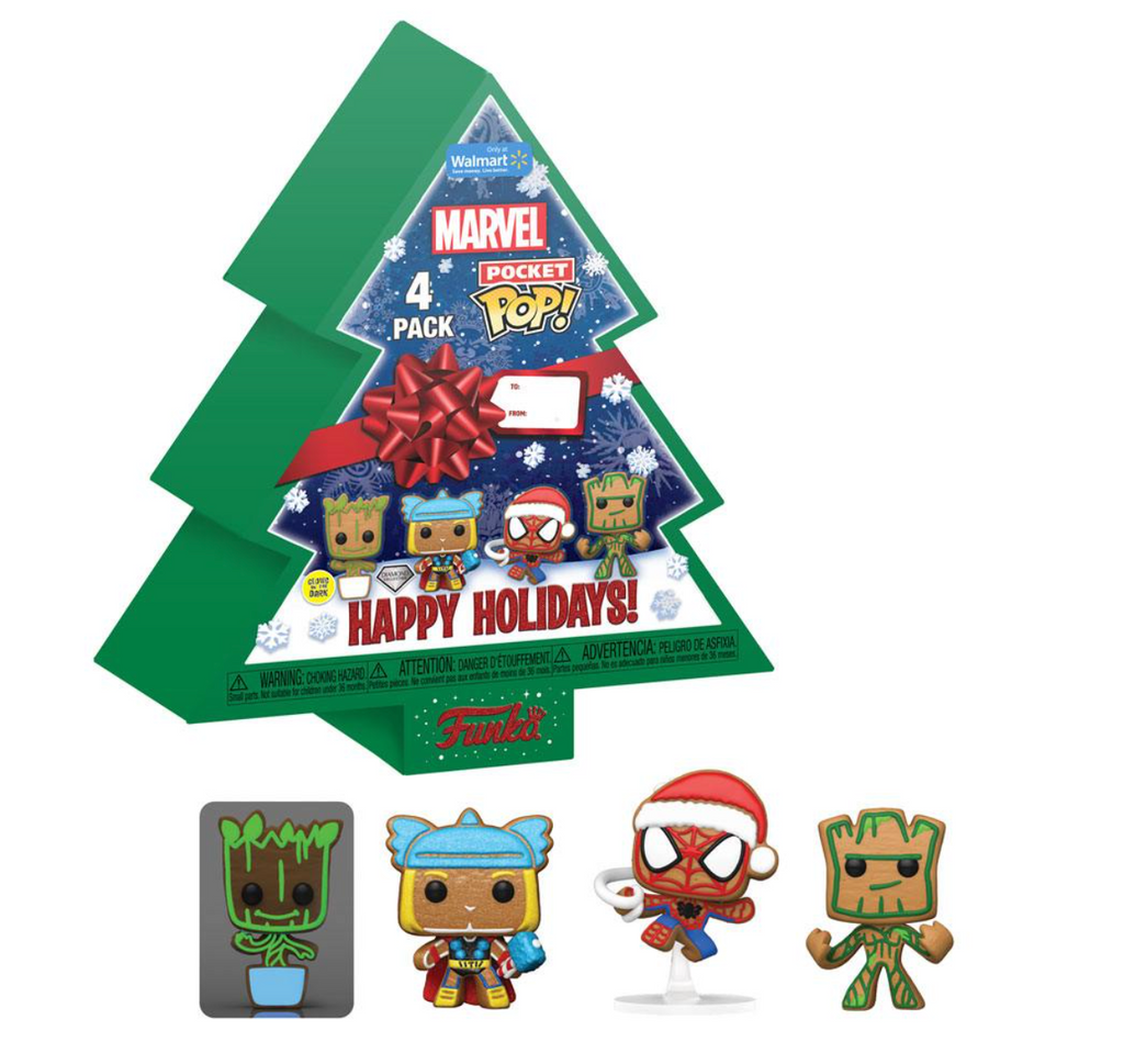 MARVEL Happy Holidays Tree Pocket Pop! Marvel Superheroes Holiday 4-Pack