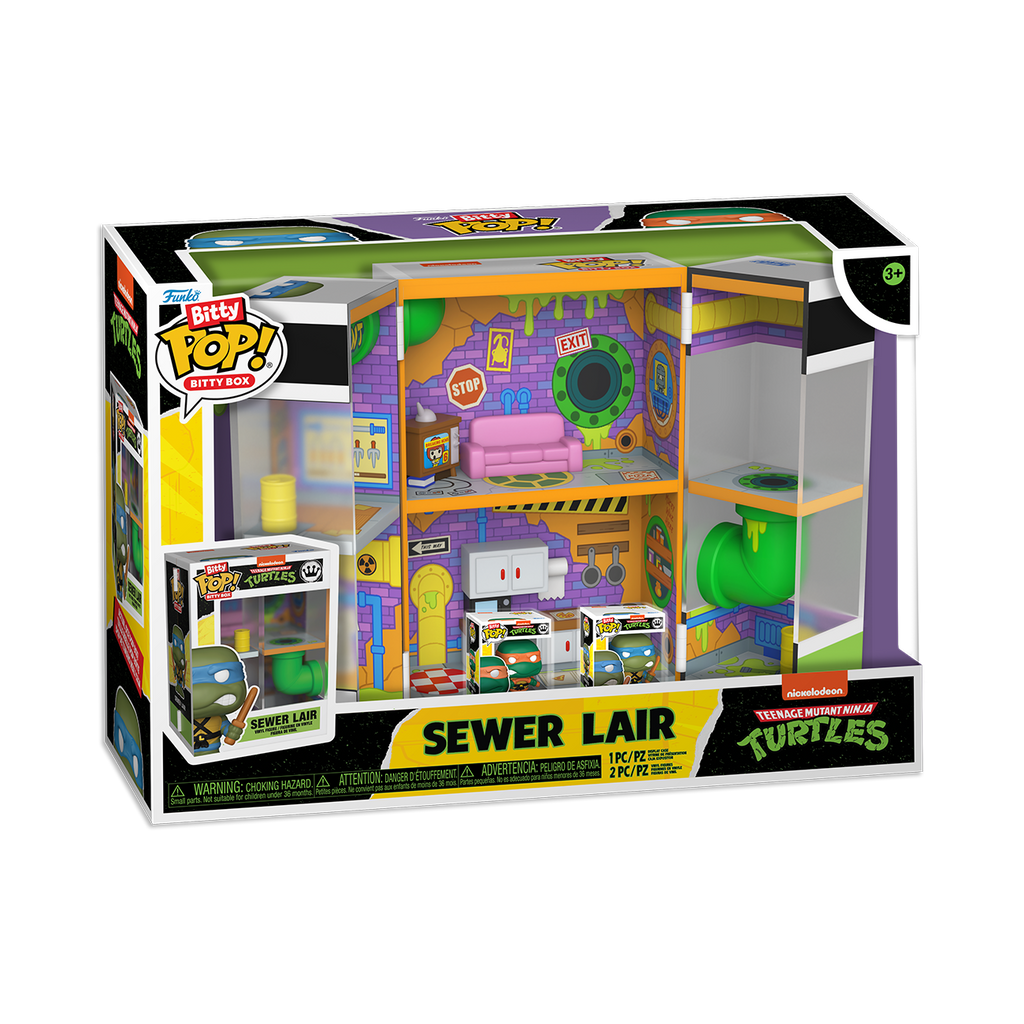 Funko Bitty POP! Box: Teenage Mutant Ninja Turtles - Sewer Lair with Leonardo and Michelangelo Collectible Vinyl Mini-Figures