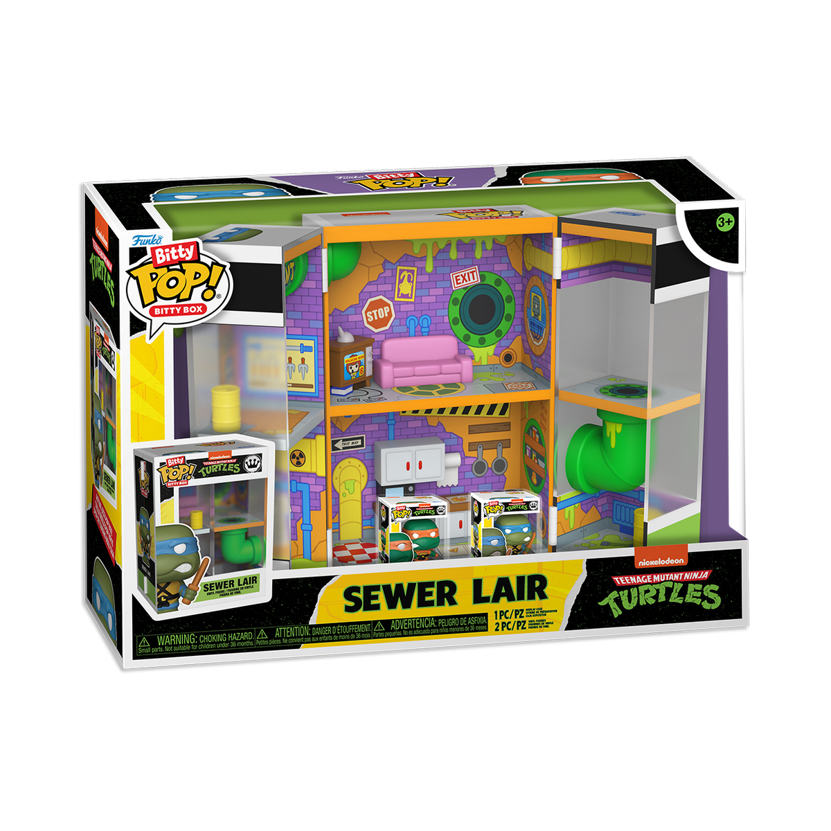 Funko Bitty POP! Box: Teenage Mutant Ninja Turtles - Sewer Lair with Leonardo and Michelangelo Collectible Vinyl Mini-Figures